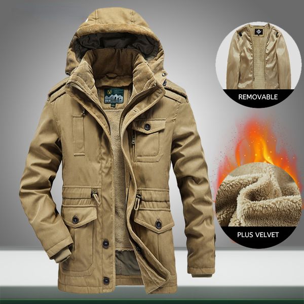 winter men parkas jacket new casual military outwear coat mens thick warm velvet windbreaker hooded padded jackets clothing, Black;brown
winter men parkas jacket new casual military outwear coat mens thick warm velvet windbreaker hooded padded jackets clothing, Black;brown