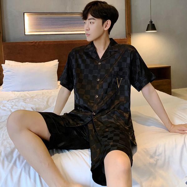 men's sleepwear pajama man summer vneck shortsleeved pijama simple casual home wear large size sleepwear twopiece ice silk pajamas for, Black;brown
men's sleepwear pajama man summer vneck shortsleeved pijama simple casual home wear large size sleepwear twopiece ice silk pajamas for, Black;brown