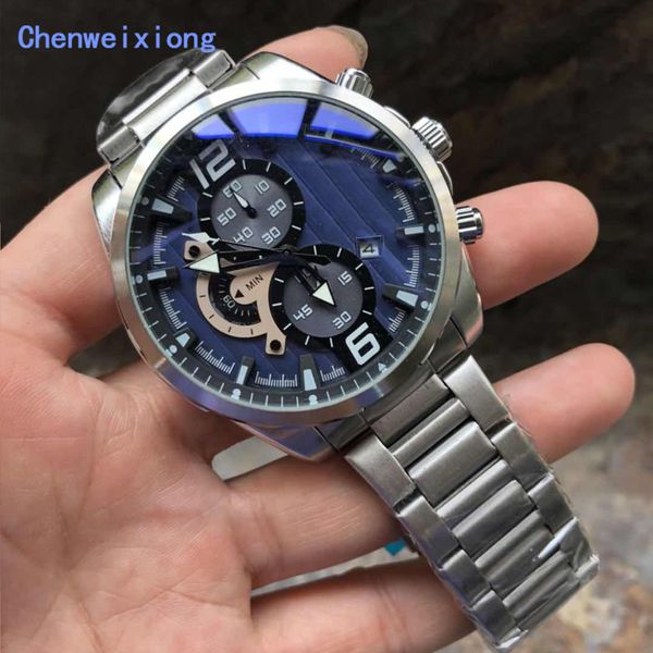 men's waterproof six-hand multi-function quartz steel band watch big date dial, Slivery;brown
men's waterproof six-hand multi-function quartz steel band watch big date dial, Slivery;brown