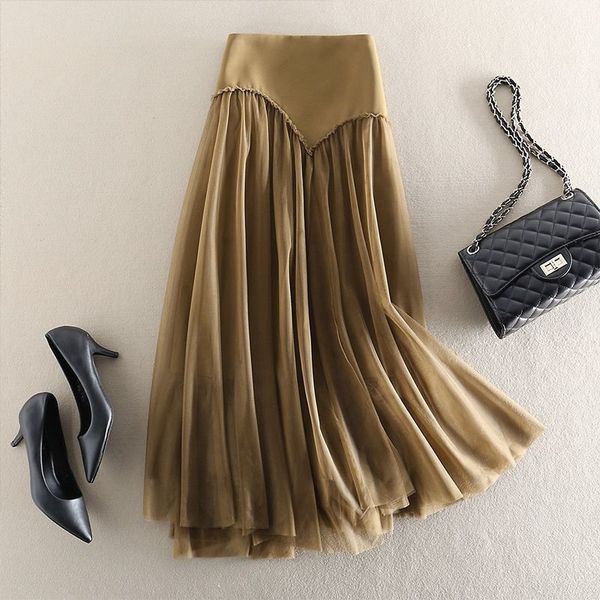 skirts korean mesh folds patchwork elastic high waist skirt spring office lady elegant solid irregular midi skirt for women 220924, Black
skirts korean mesh folds patchwork elastic high waist skirt spring office lady elegant solid irregular midi skirt for women 220924, Black