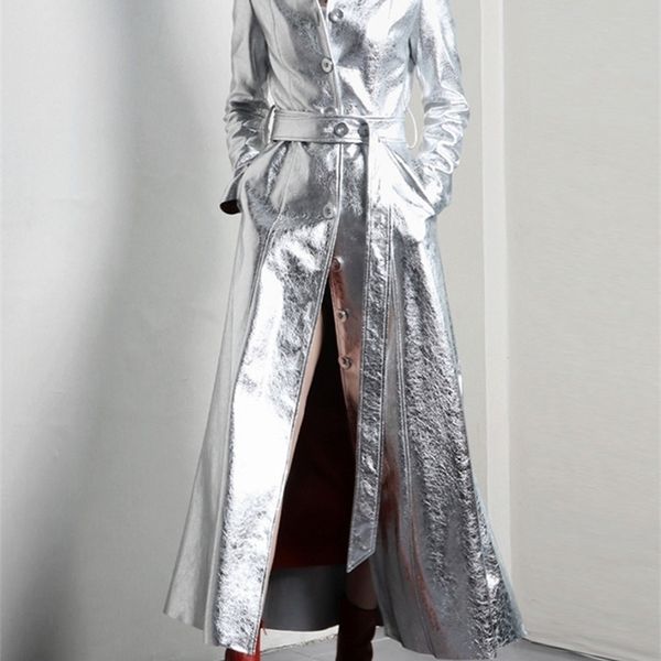 women's trench coats lautaro spring autumn long cool silver shiny reflective pu leather trench coat for women with hood luxury runway f, Tan;black
women's trench coats lautaro spring autumn long cool silver shiny reflective pu leather trench coat for women with hood luxury runway f, Tan;black