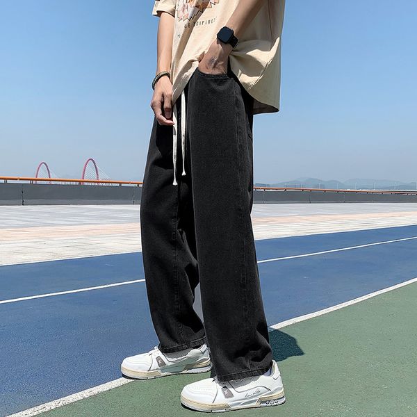 men's jeans 5 color straight baggy elastic waist casual fashion harajuku drawstring male trousers wide leg denim pants 220927, Blue
men's jeans 5 color straight baggy elastic waist casual fashion harajuku drawstring male trousers wide leg denim pants 220927, Blue