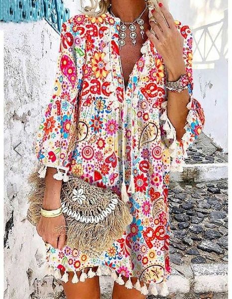 casual dresses 2021 daisy print bohemian women dress burretfly three quarter sleeve women dress loose waist placket lace up tassel lady dres, Black;gray
casual dresses 2021 daisy print bohemian women dress burretfly three quarter sleeve women dress loose waist placket lace up tassel lady dres, Black;gray
