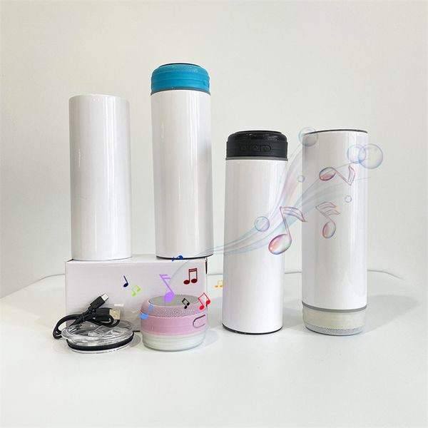 Image of 20oz Sublimation Bluetooth Speaker Tumbler Stainless Steel Wireless Straight Tumblers Double Wall Vacuum Insulated Music Water Bottles