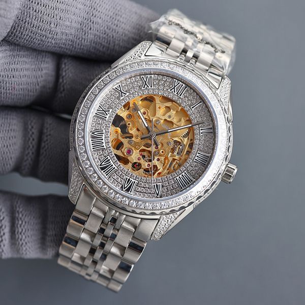 mens watches diamond wristwatch fully automatic mechanical watch sapphire stainless steel strap design 40mm montre de luxe gold strap, Slivery;brown
mens watches diamond wristwatch fully automatic mechanical watch sapphire stainless steel strap design 40mm montre de luxe gold strap, Slivery;brown