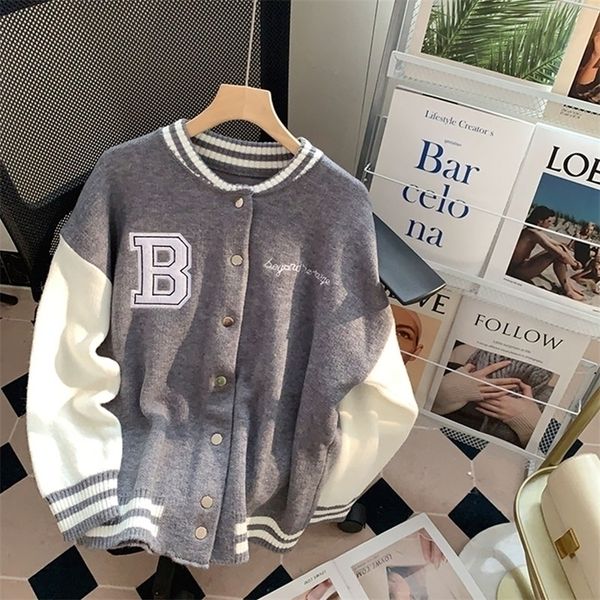 womens sweaters lq songyi early autumn letter baseball uniform sweater cardigan coat female loose korean style knitted streetwear 220923, White;black
womens sweaters lq songyi early autumn letter baseball uniform sweater cardigan coat female loose korean style knitted streetwear 220923, White;black