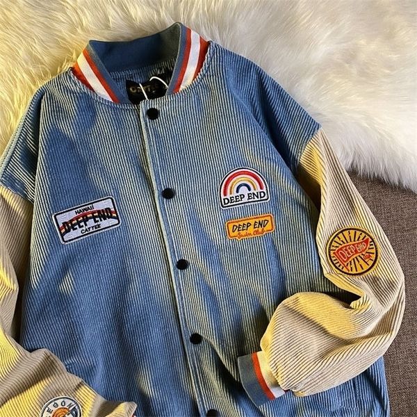 women's jackets college style corduroy embroidery baseball uniform for men and women couples american retro street trend loose jacket 2, Black;brown
women's jackets college style corduroy embroidery baseball uniform for men and women couples american retro street trend loose jacket 2, Black;brown