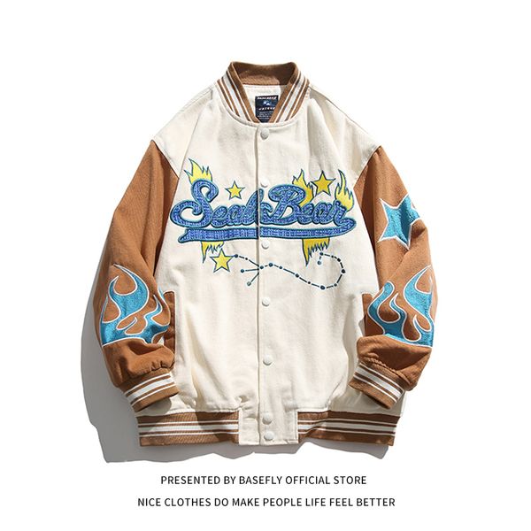 men's jackets colourful embroidery patchwork cute steet stadium letterman college student men baseball bomber jacket women varsity coat, Black;brown
men's jackets colourful embroidery patchwork cute steet stadium letterman college student men baseball bomber jacket women varsity coat, Black;brown