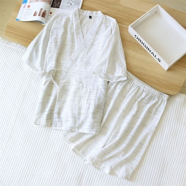 men's sleepwear kimono pajamas men's shortsleeved shorts japanese summer mens loose simple cotton striped sweat steamed suit panta, Black;brown
men's sleepwear kimono pajamas men's shortsleeved shorts japanese summer mens loose simple cotton striped sweat steamed suit panta, Black;brown