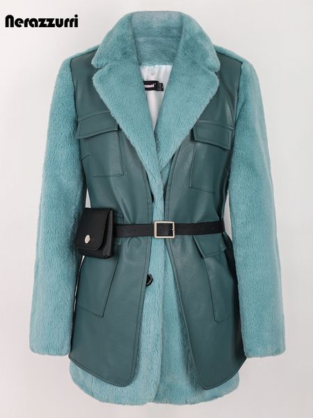 womens fur faux fur nerazzurri winter pink blue thick warm soft leather patchwork faux fur blazer women belt luxury designer cool fluffy jac, Black
womens fur faux fur nerazzurri winter pink blue thick warm soft leather patchwork faux fur blazer women belt luxury designer cool fluffy jac, Black