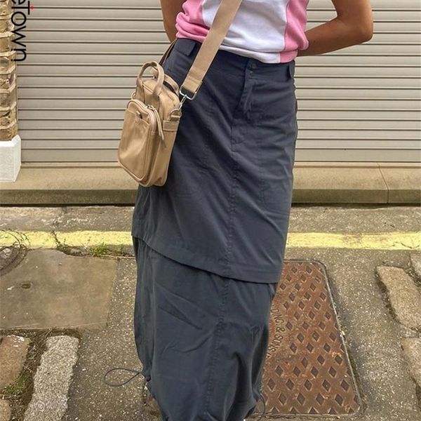 skirts sweetown gray casual baggy loose size cargo skirts womens big pockets streetwear drawstring hem low waist hippie long skirt y2k 22092, Black
skirts sweetown gray casual baggy loose size cargo skirts womens big pockets streetwear drawstring hem low waist hippie long skirt y2k 22092, Black