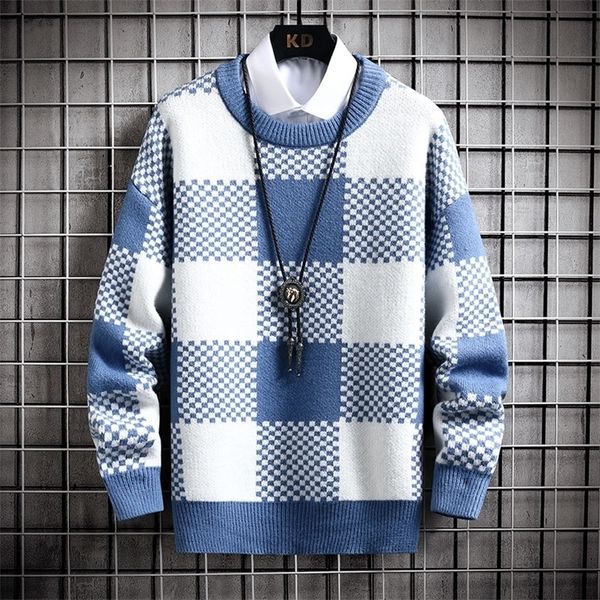 men's sweaters winter plaid sweater men knitted christmas jumper long sleeve loose mens male knitwear handsome pullovers 220927, White;black
men's sweaters winter plaid sweater men knitted christmas jumper long sleeve loose mens male knitwear handsome pullovers 220927, White;black