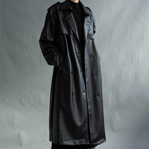 women's jackets lautaro autumn long oversized black faux leather trench coat for women sleeve belt double breasted loose fashion 220926, Black;brown
women's jackets lautaro autumn long oversized black faux leather trench coat for women sleeve belt double breasted loose fashion 220926, Black;brown