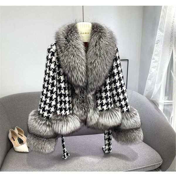 womens fur faux real coat winter jacket women natural collar silver color belts thick warm luxury plaid outerwear streetwear 220926, Black
womens fur faux real coat winter jacket women natural collar silver color belts thick warm luxury plaid outerwear streetwear 220926, Black