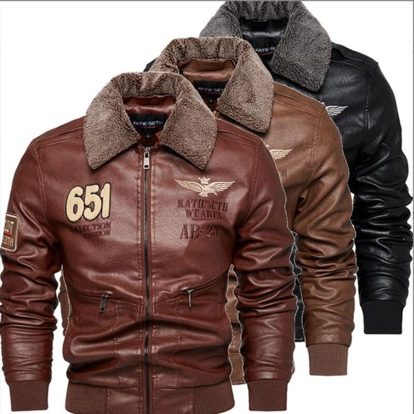 men autumn winter brand new vintage classic warm fleece bomber leather jacket coat men outfits casual faux leather jackets w297, Black
men autumn winter brand new vintage classic warm fleece bomber leather jacket coat men outfits casual faux leather jackets w297, Black