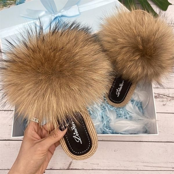 slippers fur woman flats faux straw sandals real raccoon summer ladies light flip flops fashion beach slides 220923, Black
slippers fur woman flats faux straw sandals real raccoon summer ladies light flip flops fashion beach slides 220923, Black