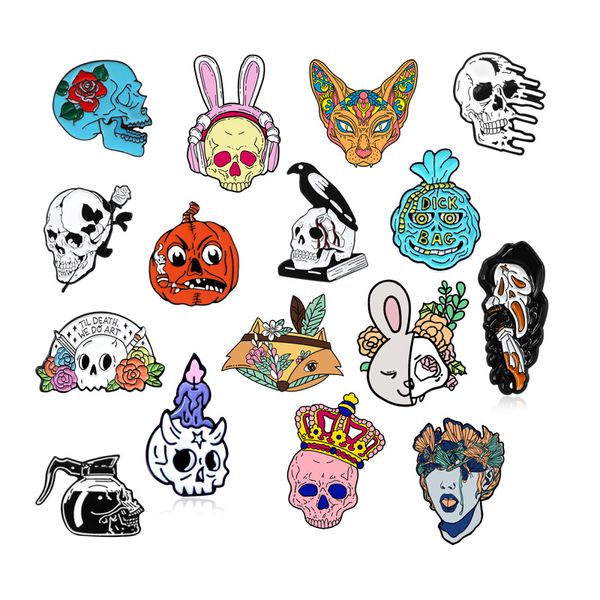 skull collection halloween theme brooch set 16pcs fashion creative crown skull butterfly witch hairless cat trend alloy paint badge, Gray
skull collection halloween theme brooch set 16pcs fashion creative crown skull butterfly witch hairless cat trend alloy paint badge, Gray