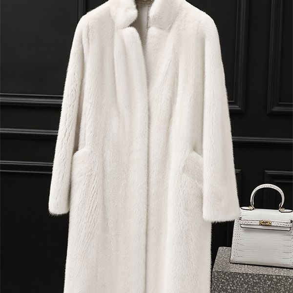 

womens jackets lautaro winter long luxury white thick warm fluffy faux mink fur coat women long sleeve big size outerwear 4xl 5xl 220926, Black;brown