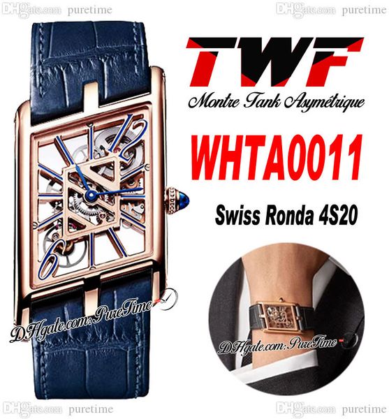 twf whta0011 swiss ronda 4s20 quartz watch montre asymetrique mens ladies watches rose gold skeleton dial blue leather womens super edition, Slivery;brown
twf whta0011 swiss ronda 4s20 quartz watch montre asymetrique mens ladies watches rose gold skeleton dial blue leather womens super edition, Slivery;brown