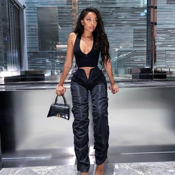 women's pants capris woman baggy pants overalls punk clothes goth clothing streetwear pants women v low rise ruched black stacked trous, Black;white
women's pants capris woman baggy pants overalls punk clothes goth clothing streetwear pants women v low rise ruched black stacked trous, Black;white