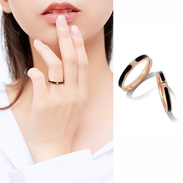 rose golden titanium steel polished epoxy black couple rings fashion men women wedding engagement ring, Silver
rose golden titanium steel polished epoxy black couple rings fashion men women wedding engagement ring, Silver