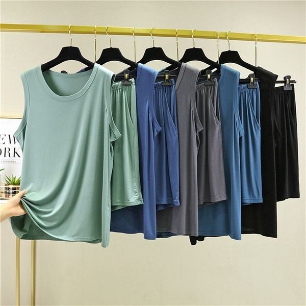 men's sleepwear 100kg pajamas sets summer modal men's vest shorts sleepwear solid color casual sleeveless home costumes plus size, Black;brown
men's sleepwear 100kg pajamas sets summer modal men's vest shorts sleepwear solid color casual sleeveless home costumes plus size, Black;brown