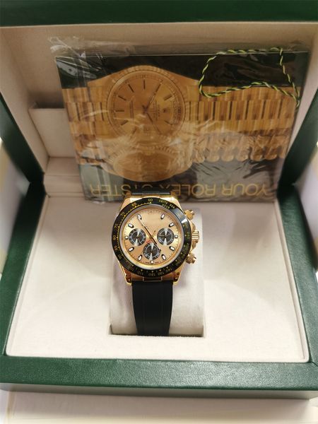 with original box fashion mens watch movement watch 40mm black bezel gold dial rubber strap luminous sapphire waterproof sports wristwatches, Slivery;brown
with original box fashion mens watch movement watch 40mm black bezel gold dial rubber strap luminous sapphire waterproof sports wristwatches, Slivery;brown