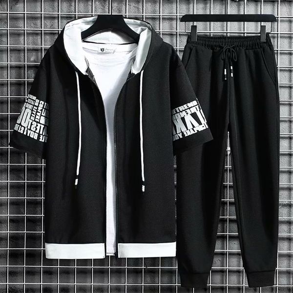 men's tracksuits men's sets hooded zipper short sleeve elastic waist trousers men clothing two piece set korean streetwear tracks, Gray
men's tracksuits men's sets hooded zipper short sleeve elastic waist trousers men clothing two piece set korean streetwear tracks, Gray