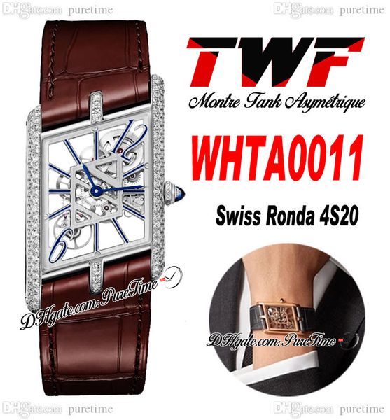 twf whta0011 swiss ronda 4s20 quartz watch montre asymetrique mens ladies watches diamonds case skeleton dial brown leather womens super edi, Slivery;brown
twf whta0011 swiss ronda 4s20 quartz watch montre asymetrique mens ladies watches diamonds case skeleton dial brown leather womens super edi, Slivery;brown