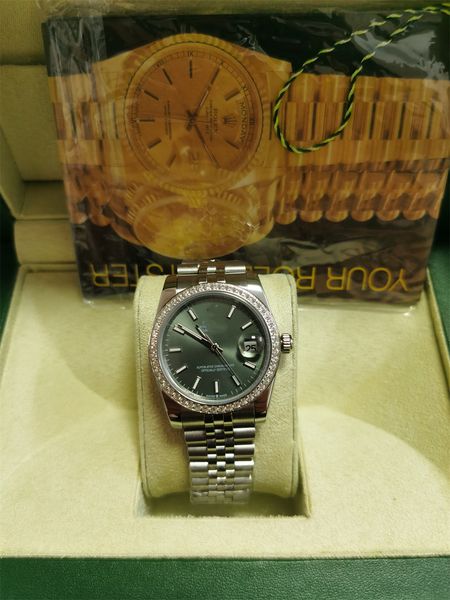 with original box papers high-quality watch new version 18k green gold diamond bezel 41mm dial automatic fashion men's watch wristwatch, Slivery;brown
with original box papers high-quality watch new version 18k green gold diamond bezel 41mm dial automatic fashion men's watch wristwatch, Slivery;brown