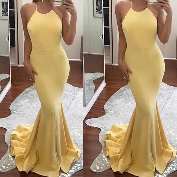yellow mermaid prom dresses simple soft satin halter neck backless long party dress evening wear custom vintage, Black
yellow mermaid prom dresses simple soft satin halter neck backless long party dress evening wear custom vintage, Black