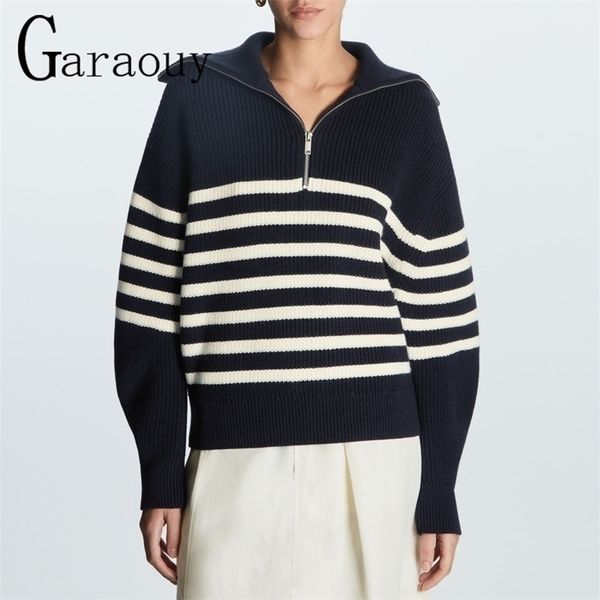 womens sweaters garaouy women vintage striped jumper casual sweater polo navy neck long sleeve female autumn winter knit pullover 220923, White;black
womens sweaters garaouy women vintage striped jumper casual sweater polo navy neck long sleeve female autumn winter knit pullover 220923, White;black