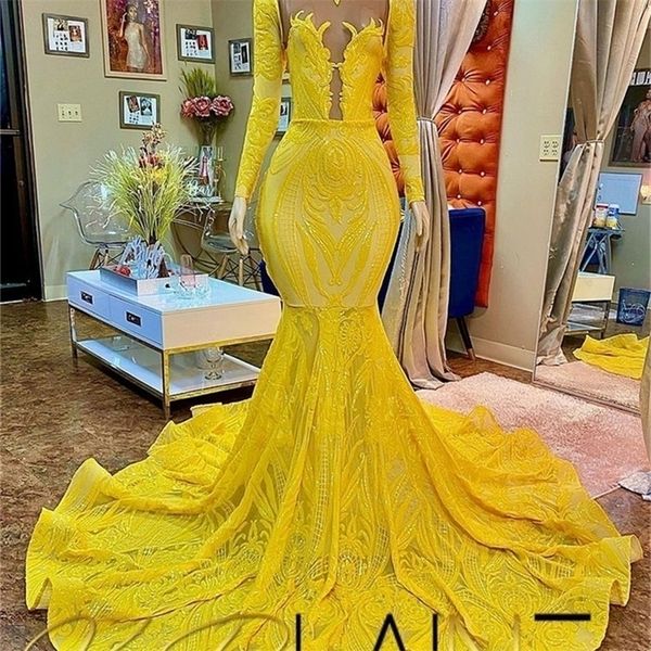 party dresses luxury yellow mermaid prom dresses glitter sequins birthday party gowns evening dress formal robe de bal aso ebi zipper 220923, White;black
party dresses luxury yellow mermaid prom dresses glitter sequins birthday party gowns evening dress formal robe de bal aso ebi zipper 220923, White;black