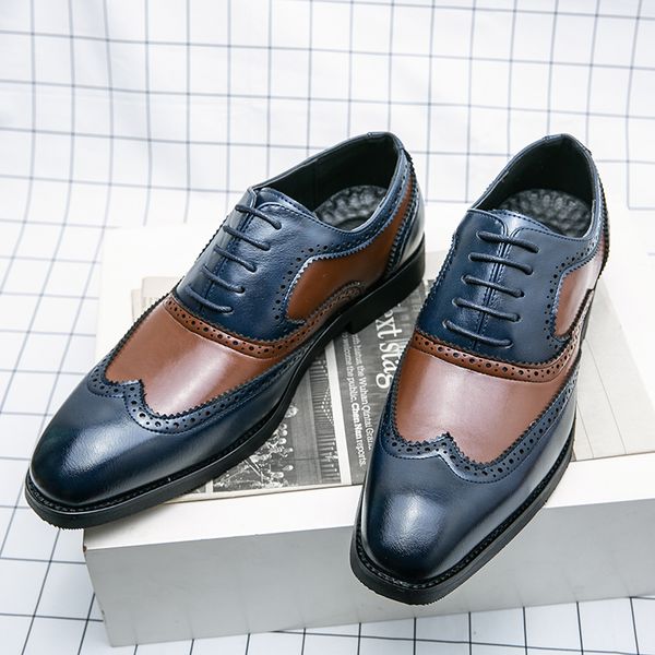 Elegant Oxford Shoes Men Shoes Color-blocking PU Brogue Stitching Pointed Toe Lace Business Casual Wedding All-match AD271, Clear
Elegant Oxford Shoes Men Shoes Color-blocking PU Brogue Stitching Pointed Toe Lace Business Casual Wedding All-match AD271, Clear