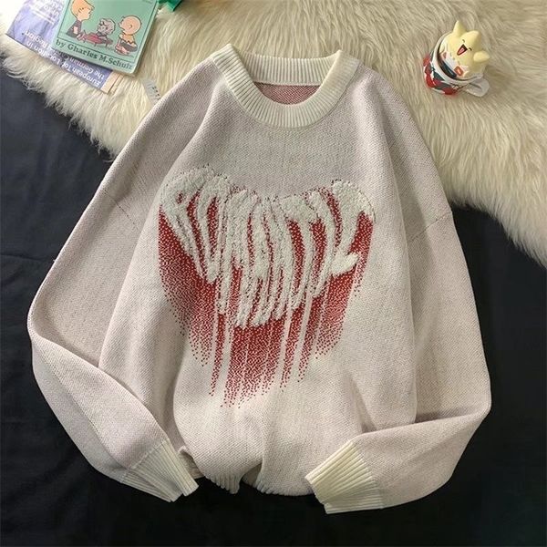 men's sweaters autumn and winter thick heart shaped letter embroidery knit trend oversized sweater women four seasons round neck pullov, White;black
men's sweaters autumn and winter thick heart shaped letter embroidery knit trend oversized sweater women four seasons round neck pullov, White;black