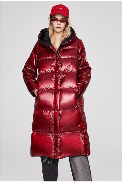 shiny hooded white duck down jacket women winter casual thickened long laser coat, Black
shiny hooded white duck down jacket women winter casual thickened long laser coat, Black