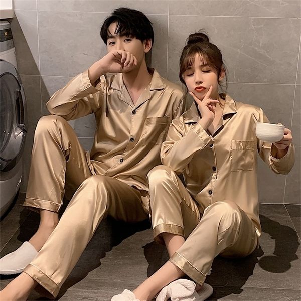 men's sleepwear couple silk satin solid color pajama sets long button-down pijama plus size home clothes pyjamas women men loungewear 2, Black;brown
men's sleepwear couple silk satin solid color pajama sets long button-down pijama plus size home clothes pyjamas women men loungewear 2, Black;brown