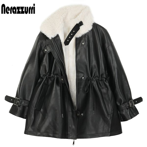 womens leather faux leather nerazzurri thick warm black faux leather jacket with fur inside long sleeve zipper winter faux fur lined coats f
womens leather faux leather nerazzurri thick warm black faux leather jacket with fur inside long sleeve zipper winter faux fur lined coats f