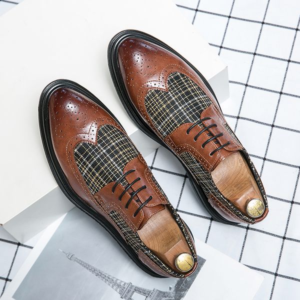 Elegant Brogue Shoes Men Shoes Personality PU Stitching Tweed Carved Wingtip Lace Business Casual Wedding Party Daily AD260, Clear
Elegant Brogue Shoes Men Shoes Personality PU Stitching Tweed Carved Wingtip Lace Business Casual Wedding Party Daily AD260, Clear