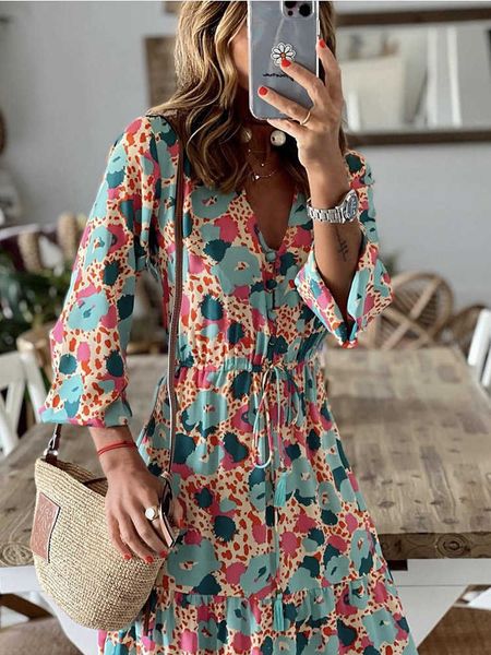 casual dresses bohemian v neck ruffle holiday beach dress women spring printed drawstring long party dress summer button chic maxi lady dres, Black;gray
casual dresses bohemian v neck ruffle holiday beach dress women spring printed drawstring long party dress summer button chic maxi lady dres, Black;gray