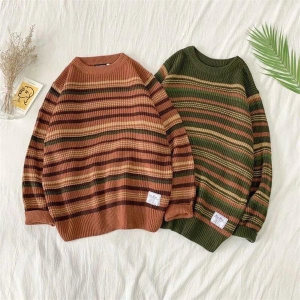 men's sweaters korean loose o neck pullover sweater contrast color casual wild personality retro color matching striped sweater 220927, White;black
men's sweaters korean loose o neck pullover sweater contrast color casual wild personality retro color matching striped sweater 220927, White;black