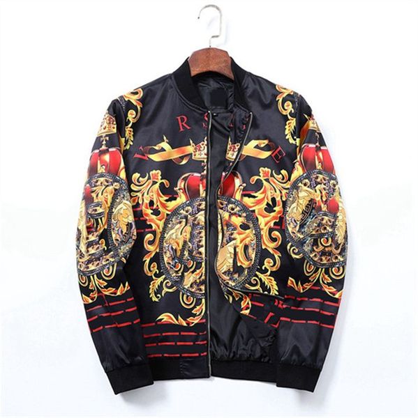 fashion designer men's jacket luxury pattern printing style rib collar coat windproof casual men windbreaker hooded zipper trench sweat, Black;brown
fashion designer men's jacket luxury pattern printing style rib collar coat windproof casual men windbreaker hooded zipper trench sweat, Black;brown