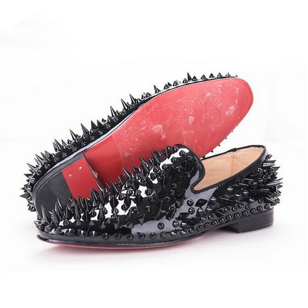 men loafers rivet red bottom dress shoes designer luxury brand black patent with spiked party wedding shoes man slip on flats casual male�
men loafers rivet red bottom dress shoes designer luxury brand black patent with spiked party wedding shoes man slip on flats casual male�