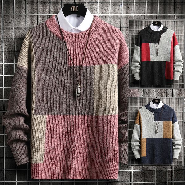 men's sweaters men knitted sweater spring mens warm patchwork pullover autumn male long sleeve casual loose knitwear 3xl 220927, White;black
men's sweaters men knitted sweater spring mens warm patchwork pullover autumn male long sleeve casual loose knitwear 3xl 220927, White;black
