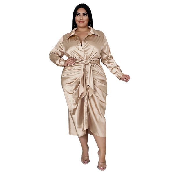 autumn women plus size dresses satin long sleeve button down shirts dress ruched midi dresses, Black
autumn women plus size dresses satin long sleeve button down shirts dress ruched midi dresses, Black