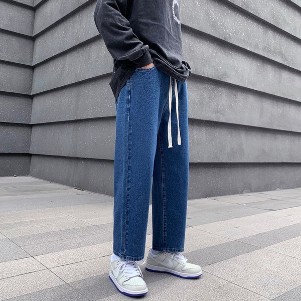 men's jeans korean fashion denim wide leg pants classic style autumn drawstring design elastic waist ankle length dark blue 220927
men's jeans korean fashion denim wide leg pants classic style autumn drawstring design elastic waist ankle length dark blue 220927