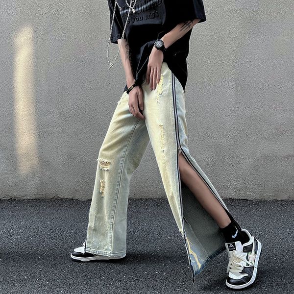 men's jeans japan style long zipper ripped hole denim pants men straight casual mopping trousers fashion high street jean 220927, Blue
men's jeans japan style long zipper ripped hole denim pants men straight casual mopping trousers fashion high street jean 220927, Blue
