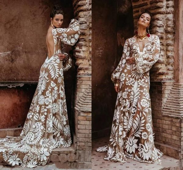 champagne bohemian long sleeve a-line wedding dresses with applique 2023 v-neck backless beach crochet country lace bridal gown, White
champagne bohemian long sleeve a-line wedding dresses with applique 2023 v-neck backless beach crochet country lace bridal gown, White