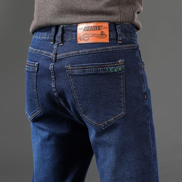 men's jeans super high stretch waist thick men's loose straight leg plus size denim trousers male autumn winter brand pants 220927, Blue
men's jeans super high stretch waist thick men's loose straight leg plus size denim trousers male autumn winter brand pants 220927, Blue