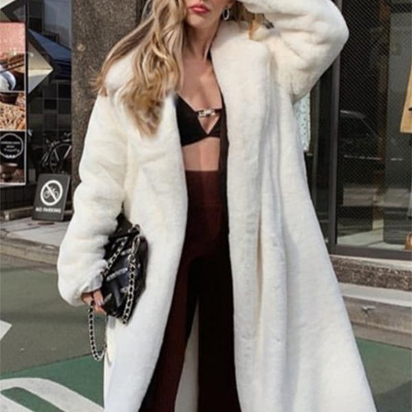 womens jackets winter long white fluffy warm faux fur coat women with hood lapel sashes loose korean fashion outerwear 220926, Black;brown
womens jackets winter long white fluffy warm faux fur coat women with hood lapel sashes loose korean fashion outerwear 220926, Black;brown